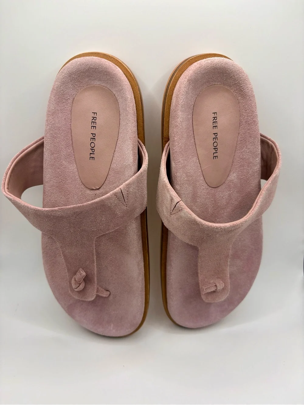 Free People Suede Thong Sandals Women’s Size 9 Blush Pink Slip-On Comfort Slides